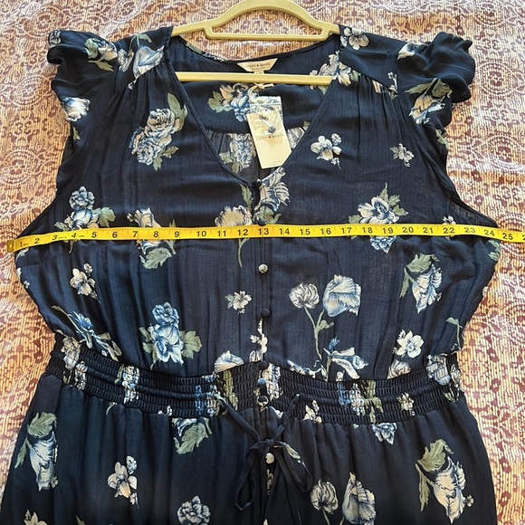 Lucky Brand 2X Blue Floral High Low Hem Midi Dress - Picture 14 of 16